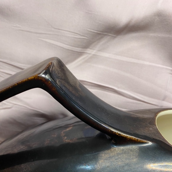 Redwing Pitcher ceramic 40's VTG MCM dark bronze glaze stretched spout shapely - Picture 5 of 5